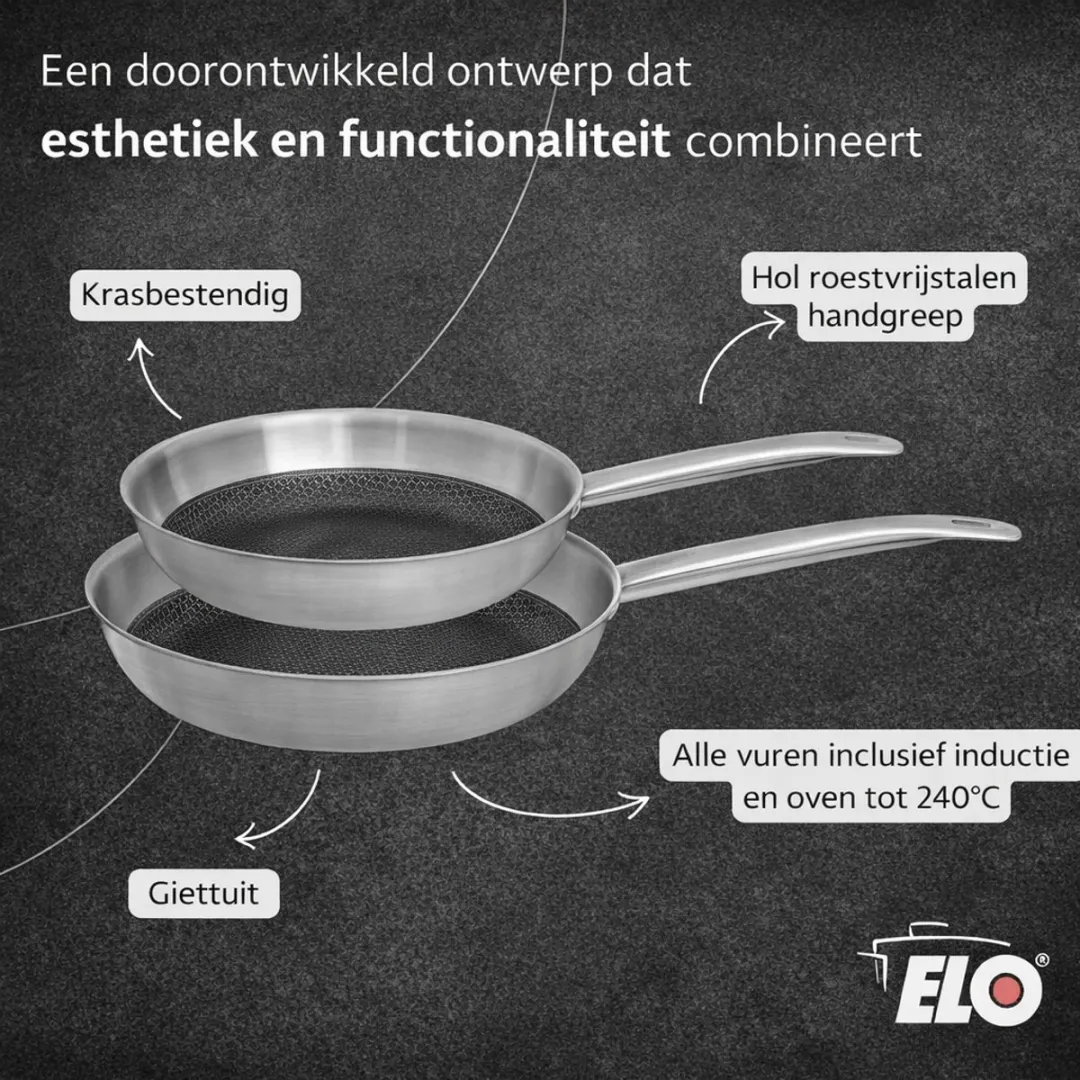 Fackelmann Elo 9349750 Set Pannen 24/28cm - Roestvrijstaal 18/10 - Grijs - afbeelding 6 van 6