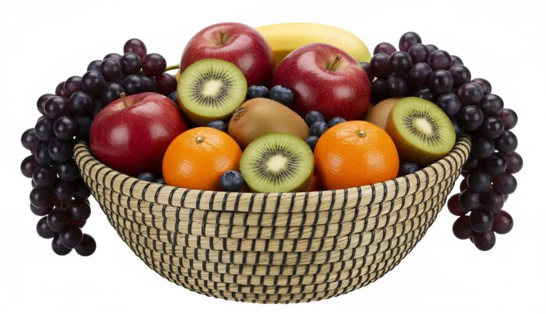 Excellent Houseware Fruitschaal Rotan D32xH12cm - Naturel