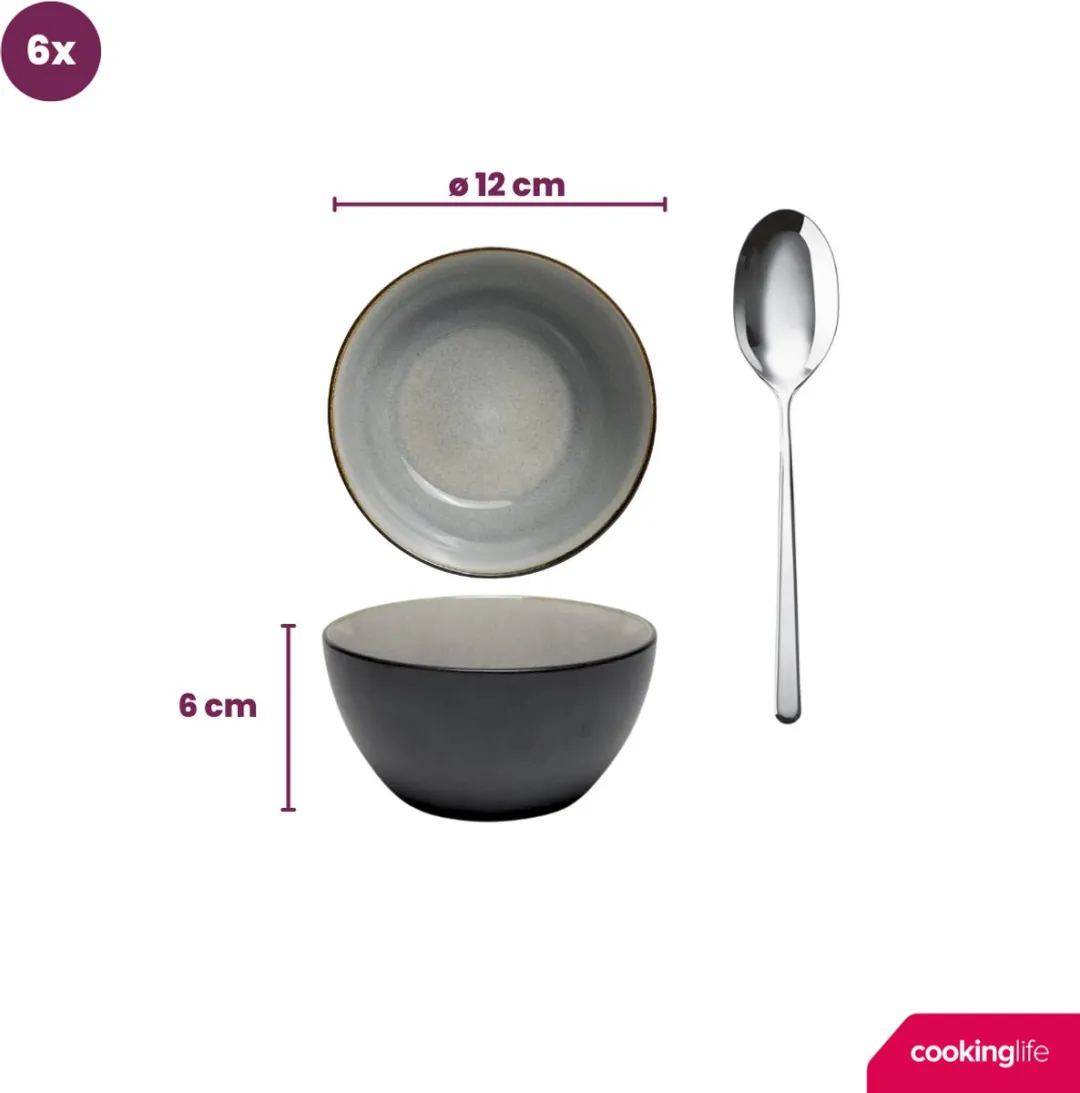 Cookinglife Kleine Kom Nola Warm Grey - 6 Stuks - ø12cm