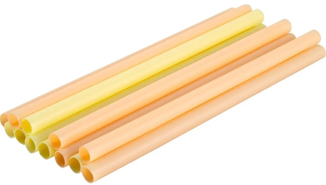 Fackelmann Herbruikbare Cocktailrietjes 12 Stuks - 20cm - Koraal/Geel