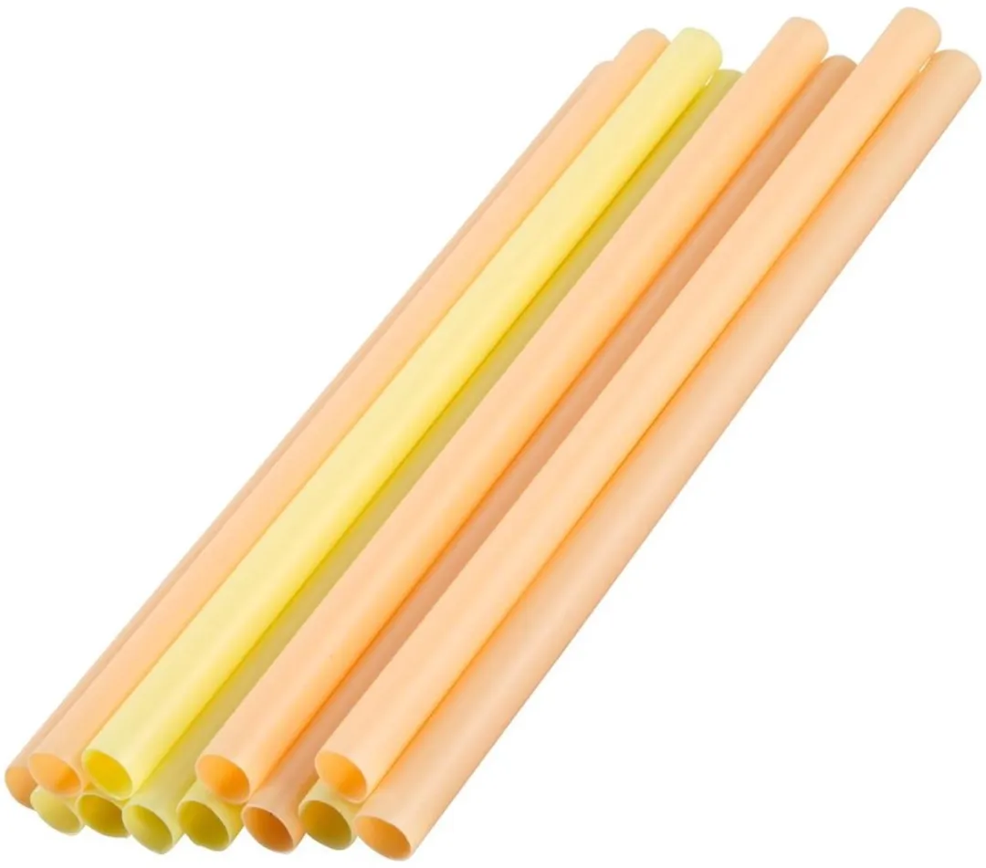 Fackelmann Herbruikbare Cocktailrietjes 12 Stuks - 20cm - Koraal/Geel