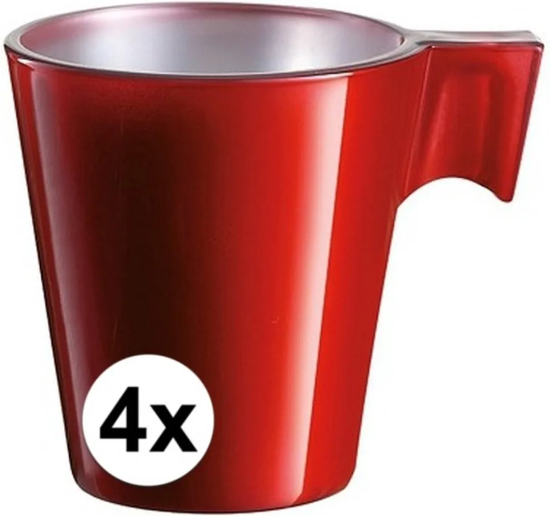 Luminarc Espresso Kopje 80ml - 4 Stuks - Rood