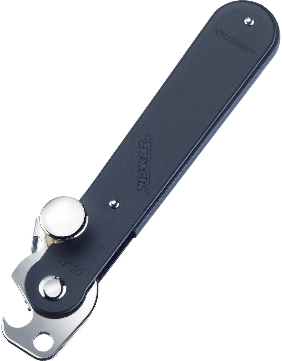 Westmark Blikopener met hefboomwerking en flesopener, lengte: 14,9 cm, staal, Original Sieger, zwart/zilver, 11212270