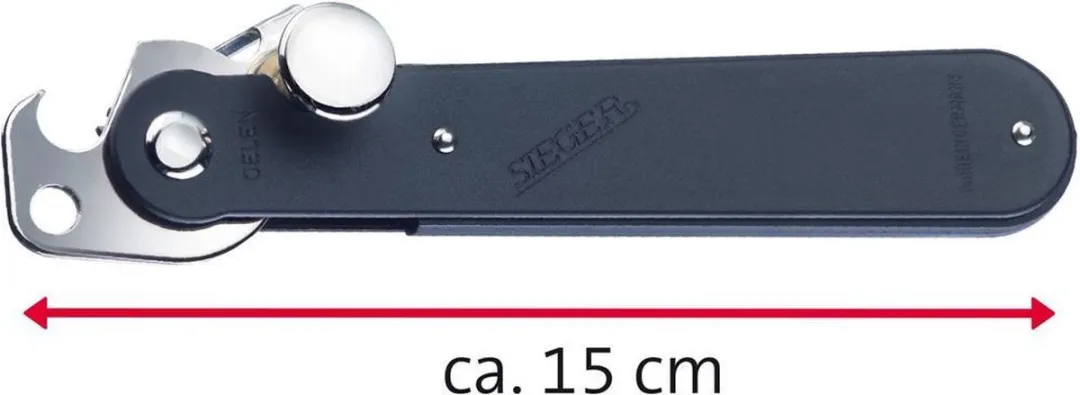 Westmark Blikopener met hefboomwerking en flesopener, lengte: 14,9 cm, staal, Original Sieger, zwart/zilver, 11212270