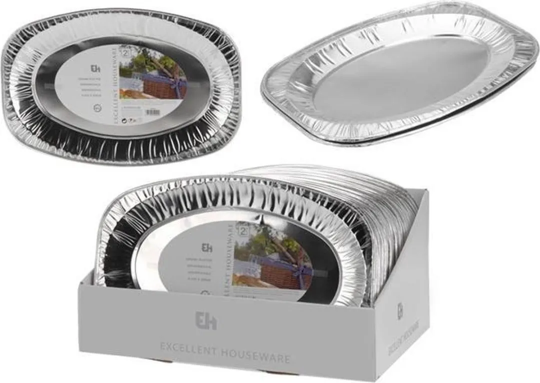 Excellent Houseware Aluminium Serveerschalen 42,5x28,5cm - Blauw - 2 Stuks - afbeelding 6 van 6