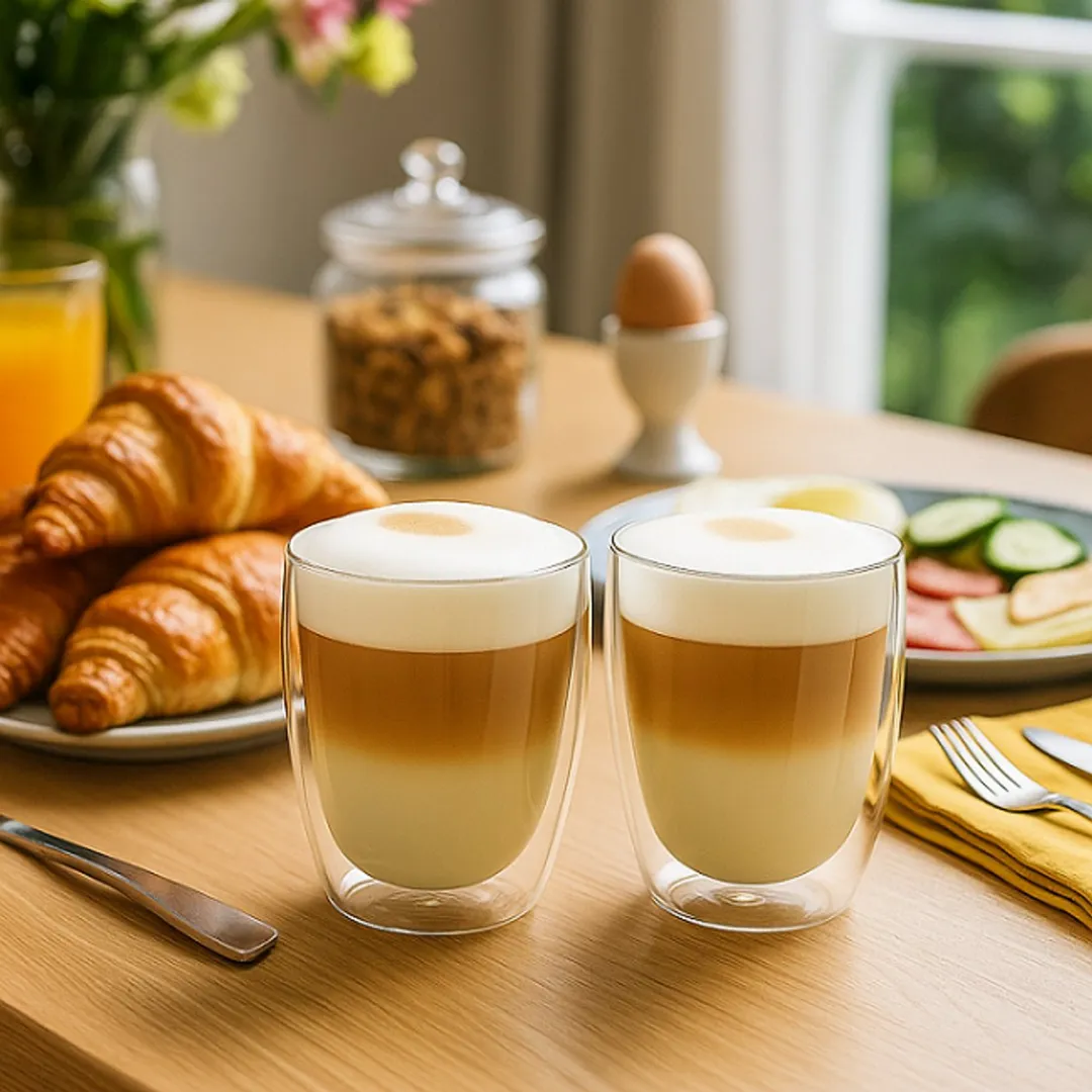 Cookinglife Latte Macchiato Glazen Barista Set - 2x 380ml - Transparant