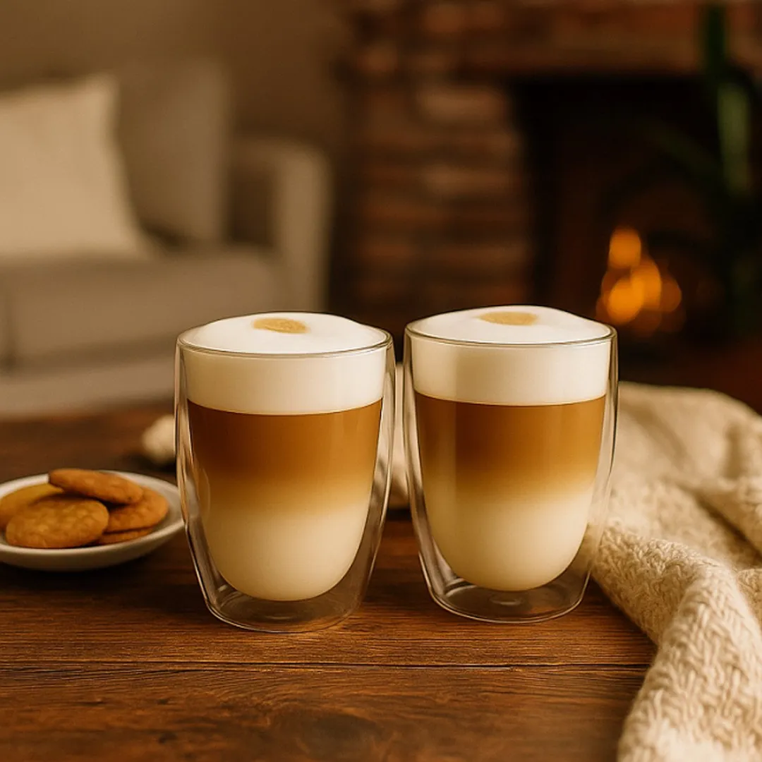 Cookinglife Latte Macchiato Glazen Barista Set - 2x 380ml - Transparant