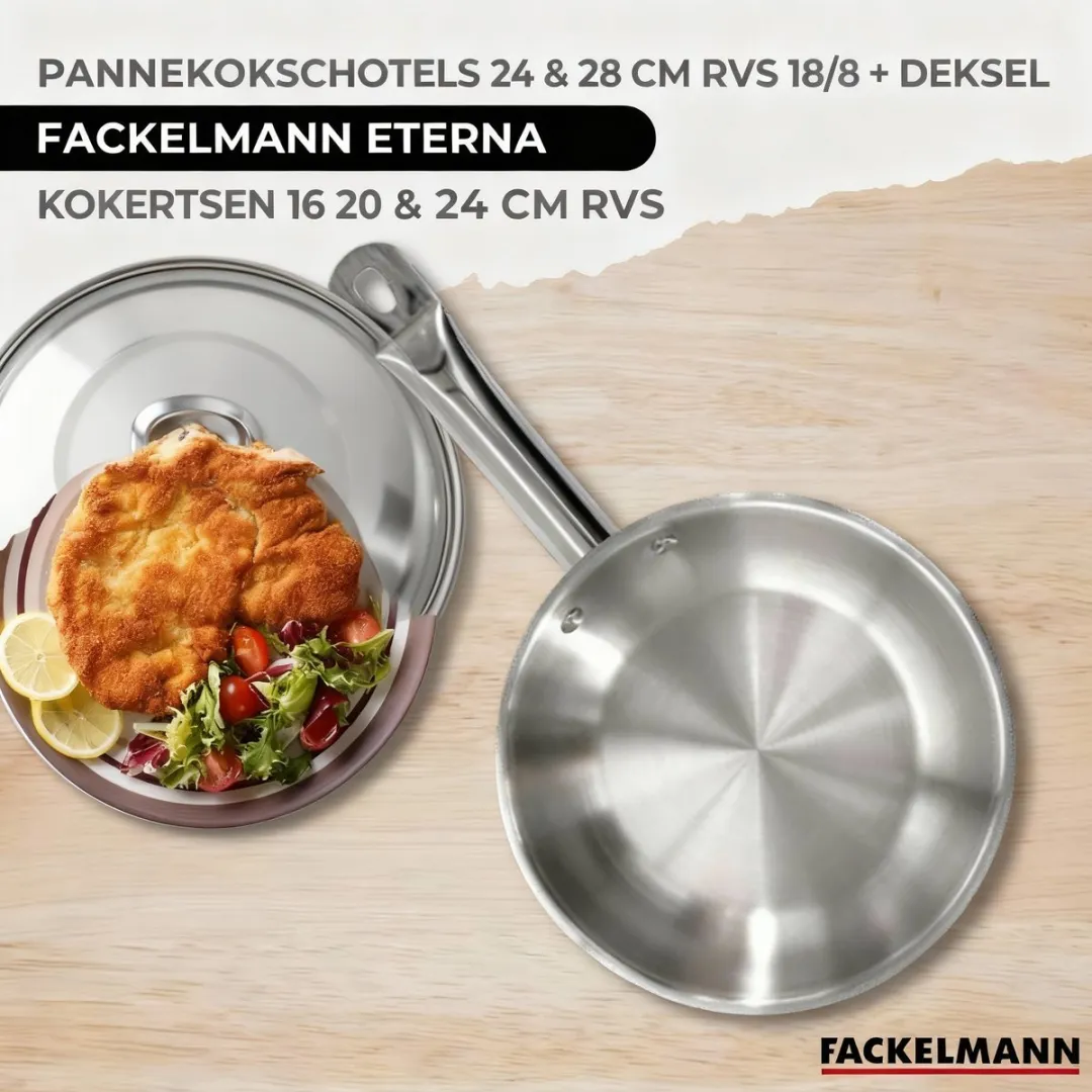 Fackelmann Eterna RVS Kookset 2 Pannen 24/28cm + 3 Potten 16/20/24cm - Roestvrij staal