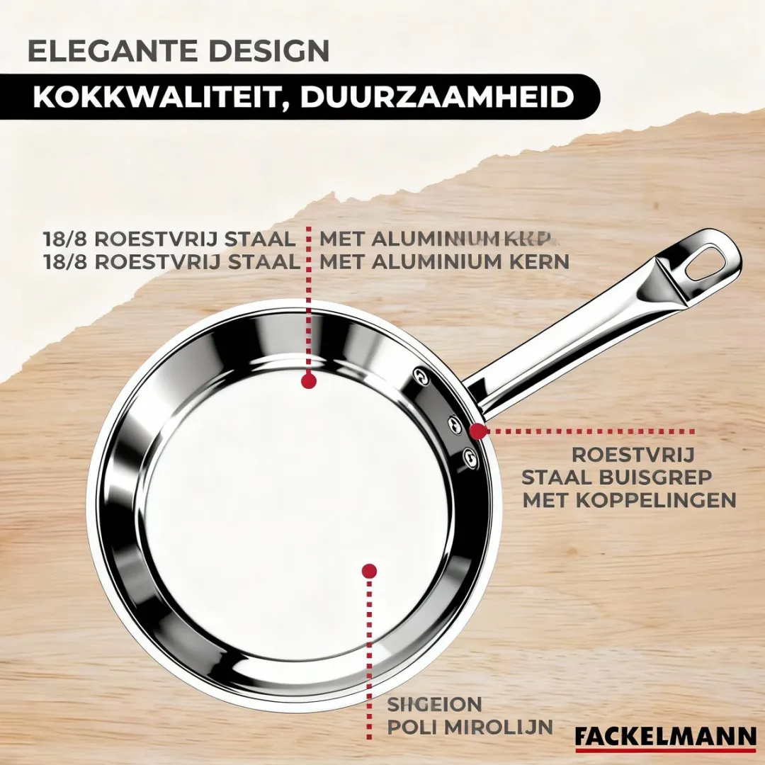 Fackelmann Eterna RVS Kookset 2 Pannen 24/28cm + 3 Potten 16/20/24cm - Roestvrij staal - afbeelding 6 van 6