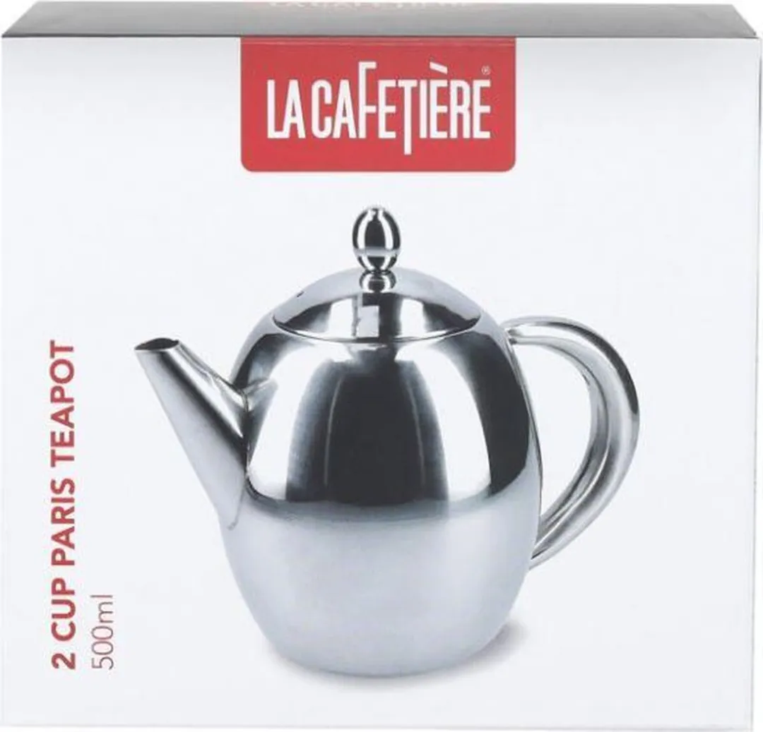 KitchenCraft Theepot La Cafetière Paris 500ml - RVS Zilver