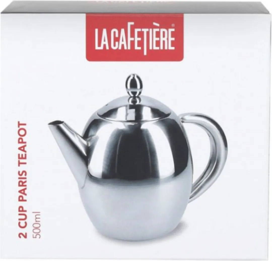 KitchenCraft Theepot La Cafetière Paris 500ml - RVS Zilver