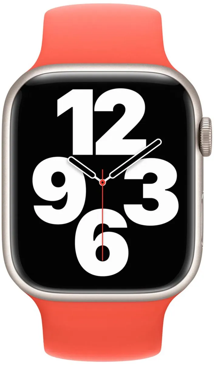 Apple Siliconen solobandje voor de Apple Watch | 44/45/46/49 mm - Maat 4 - Nectarine
