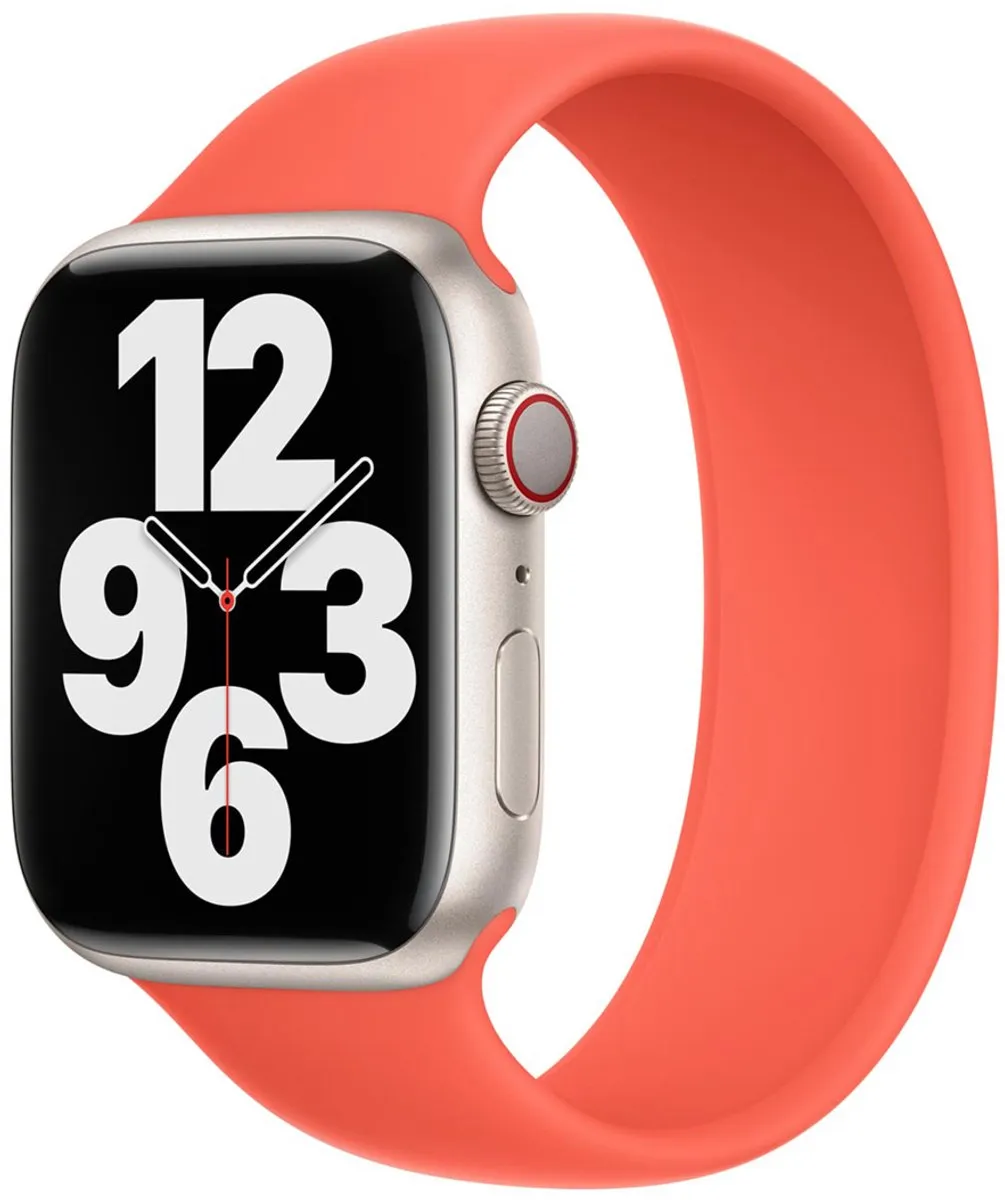 Apple Siliconen solobandje voor de Apple Watch | 44/45/46/49 mm - Maat 4 - Nectarine