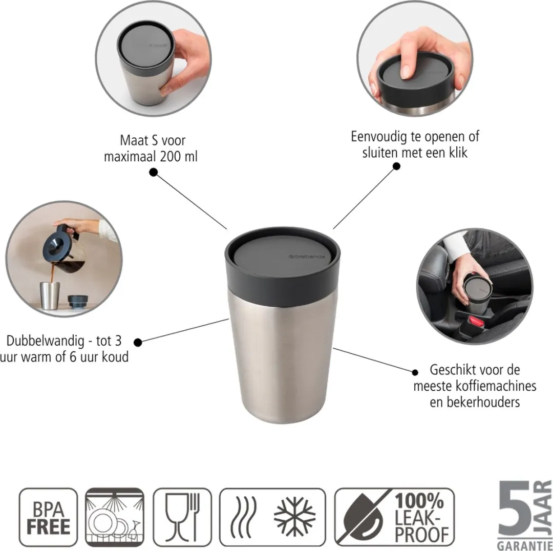 Brabantia Make & Take Thermosbeker 200ml - Dark Grey