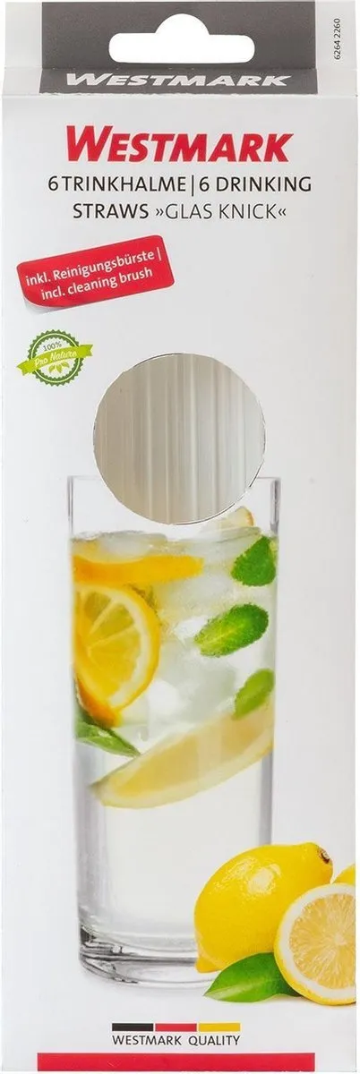 Westmark Gebogen Glas Rietjes - 6 Stuks