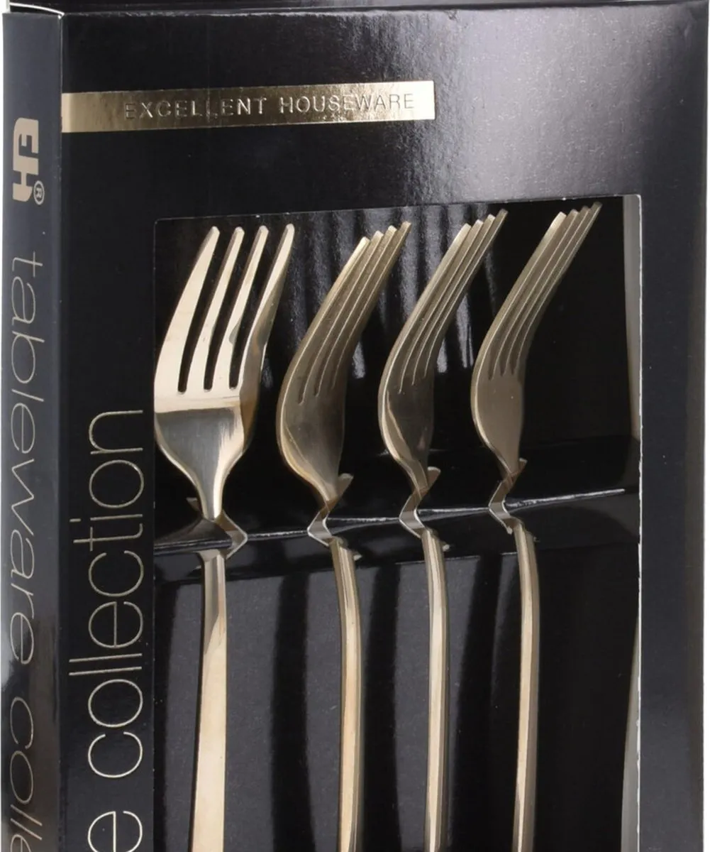 Excellent Houseware Taartvorkjes Goud - 8 Stuks - 15 cm