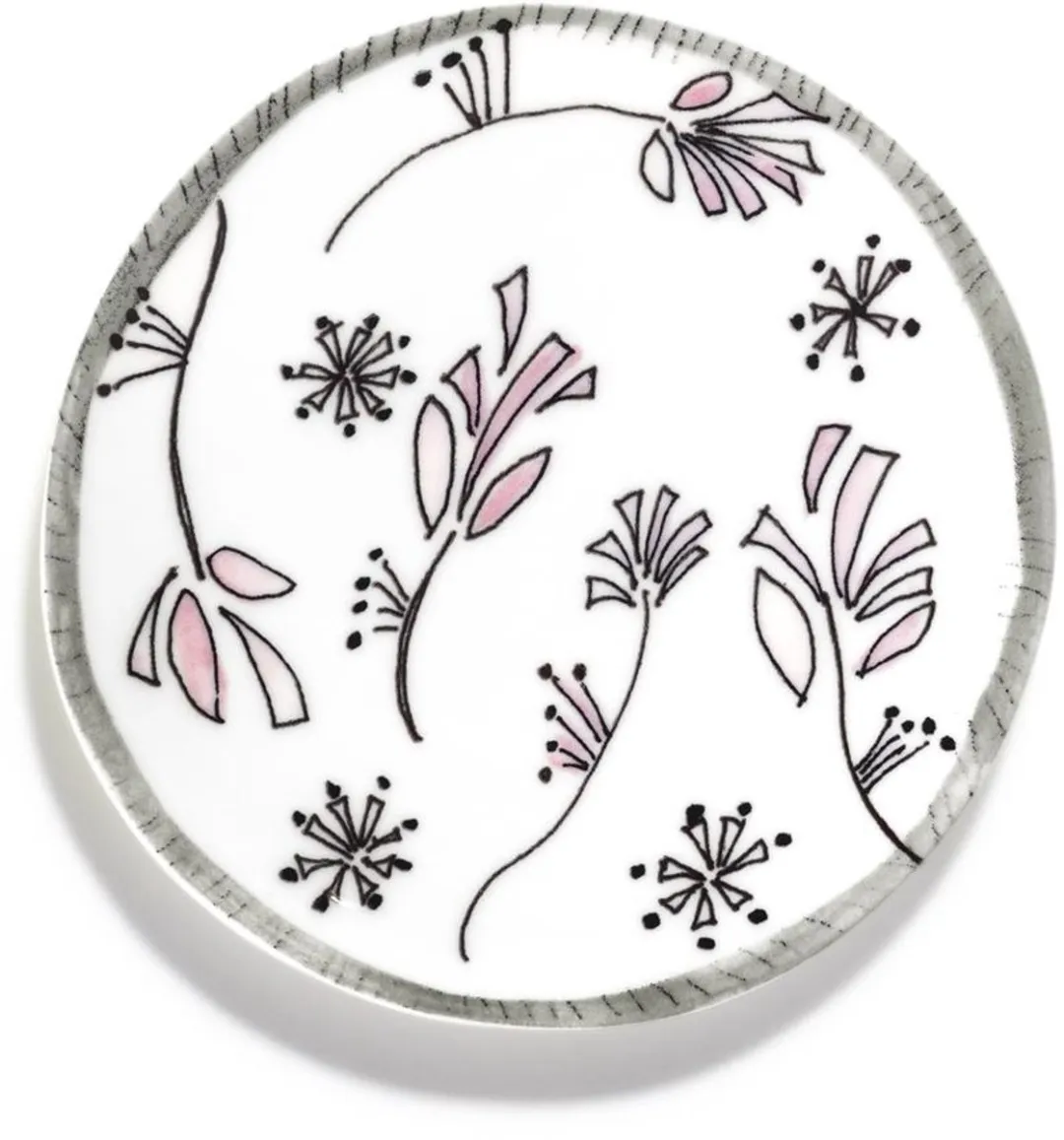 Serax Midnight Flowers By Marni Gebaksbordje Ø11,5cm - Roze/Zwart