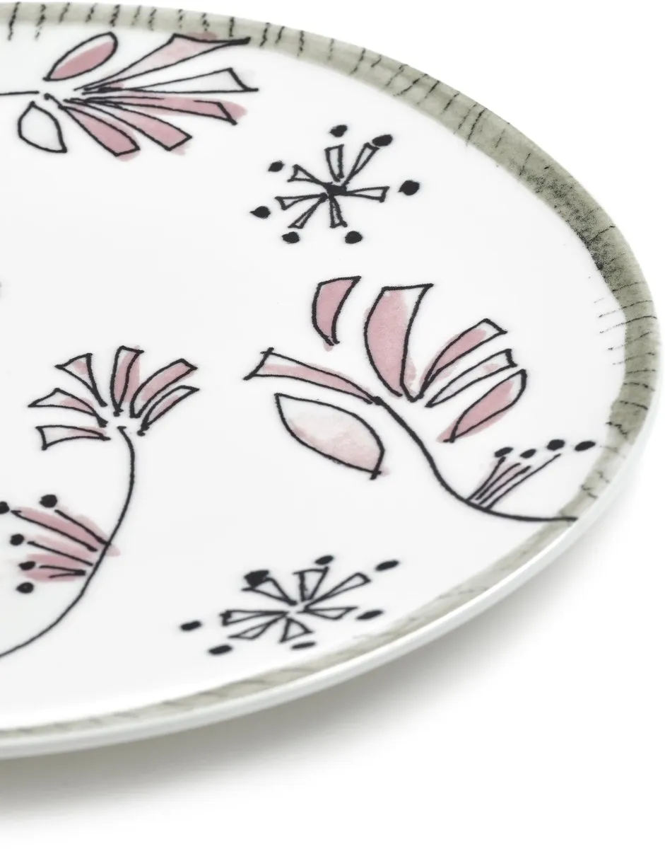 Serax Midnight Flowers By Marni Gebaksbordje Ø11,5cm - Roze/Zwart