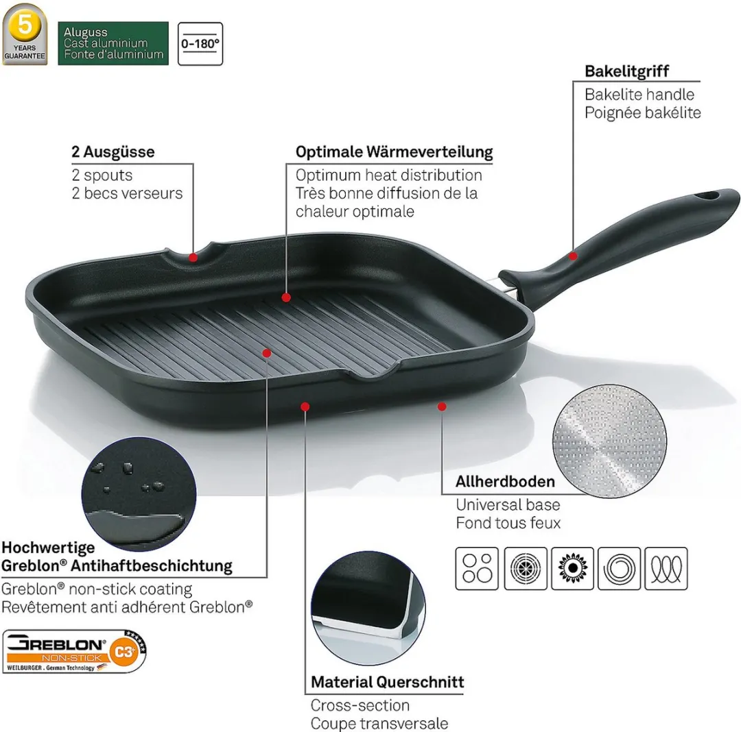 Kela Kerros Grillpan 28cm - Zwart