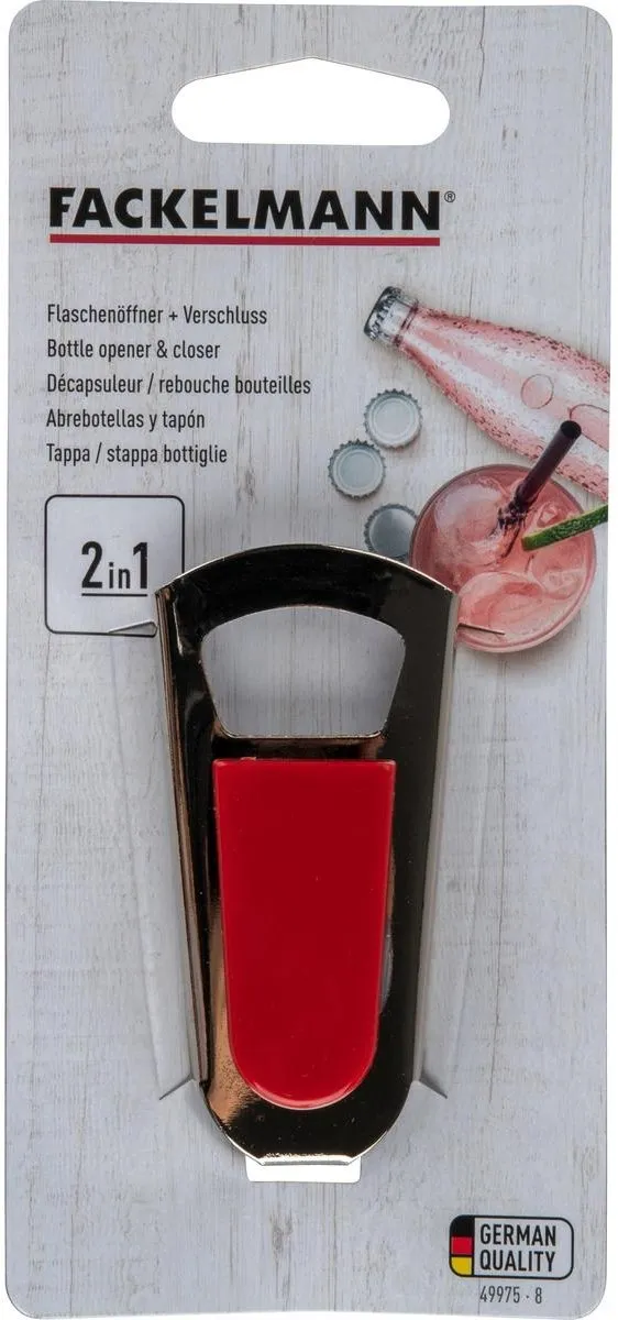 Fackelmann 49975 Bieropener & Flesstopper - Rood/Wit