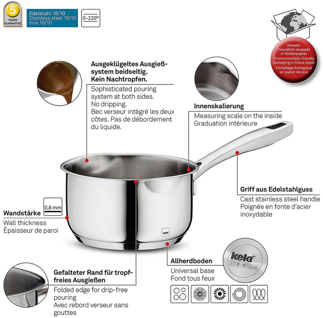 Kela Steelpan RVS 0,6L - 12cm - Zilver
