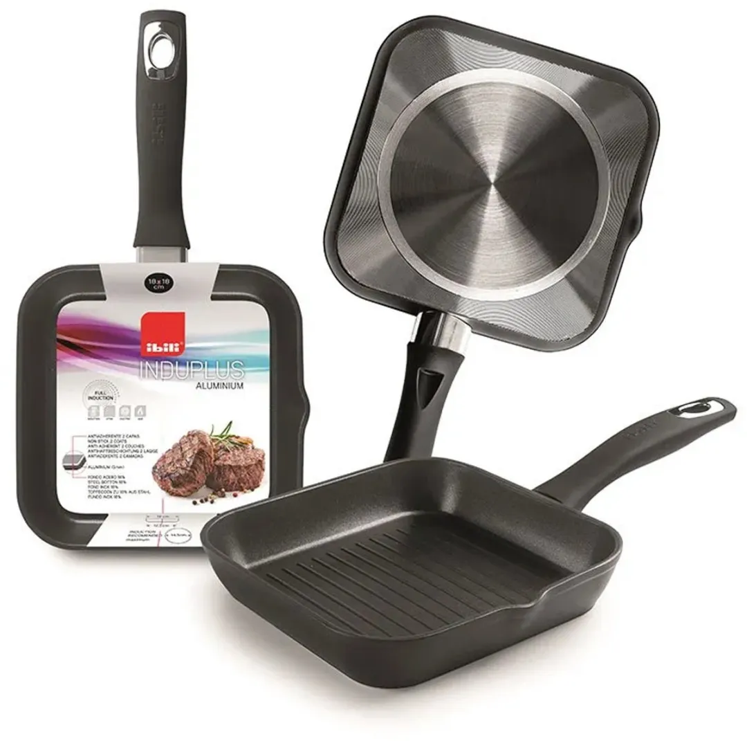 Ibili Induplus Grillpan 18x18cm - Zwart