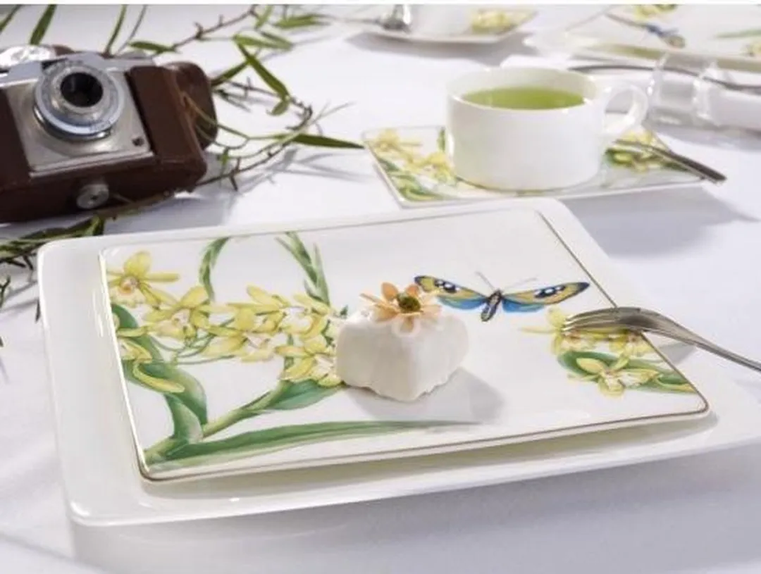 Villeroy & Boch Amazonia Ontbijtbord 23x23cm - Groen/Wit/Geel
