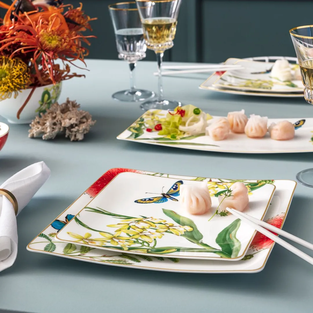 Villeroy & Boch Amazonia Ontbijtbord 23x23cm - Groen/Wit/Geel