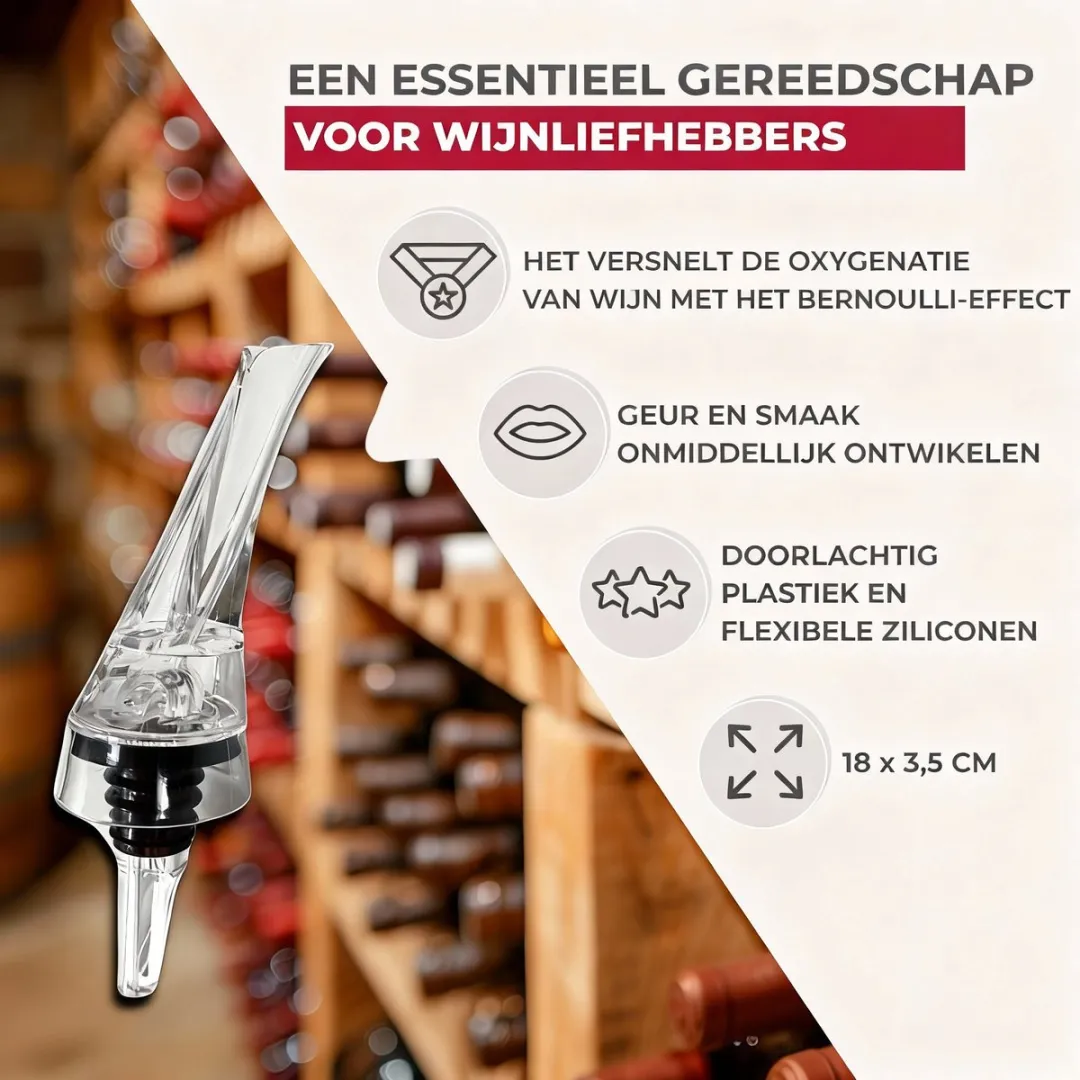 Fackelmann 49578 Wijnbeluchter - Transparant/Zwart