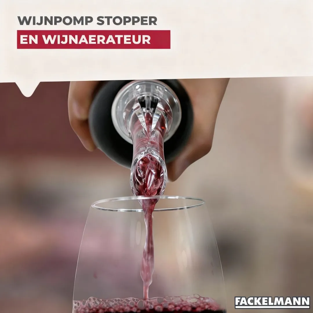Fackelmann 49578 Wijnbeluchter - Transparant/Zwart - afbeelding 6 van 6