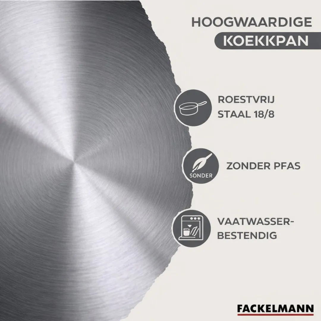 Fackelmann 9445750 Set Roestvrijstalen Pannen 20/28cm - 2 Stuks - Zwart