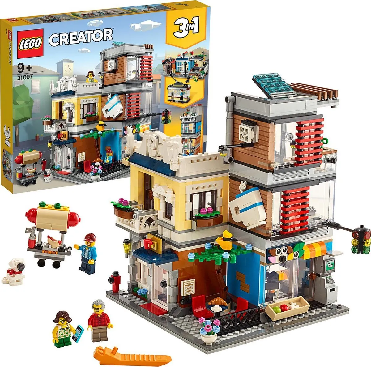 LEGO Creator 3-in-1 Woonhuis Dierenwinkel & Café 31097 - 969 Stukken