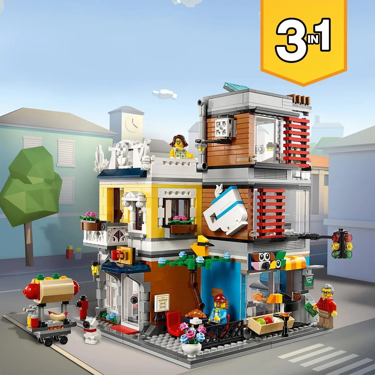 LEGO Creator 3-in-1 Woonhuis Dierenwinkel & Café 31097 - 969 Stukken