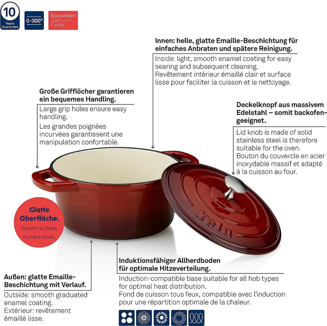 Kela Gietijzeren Braadpan 21cm - 2L - Rood - afbeelding 6 van 6
