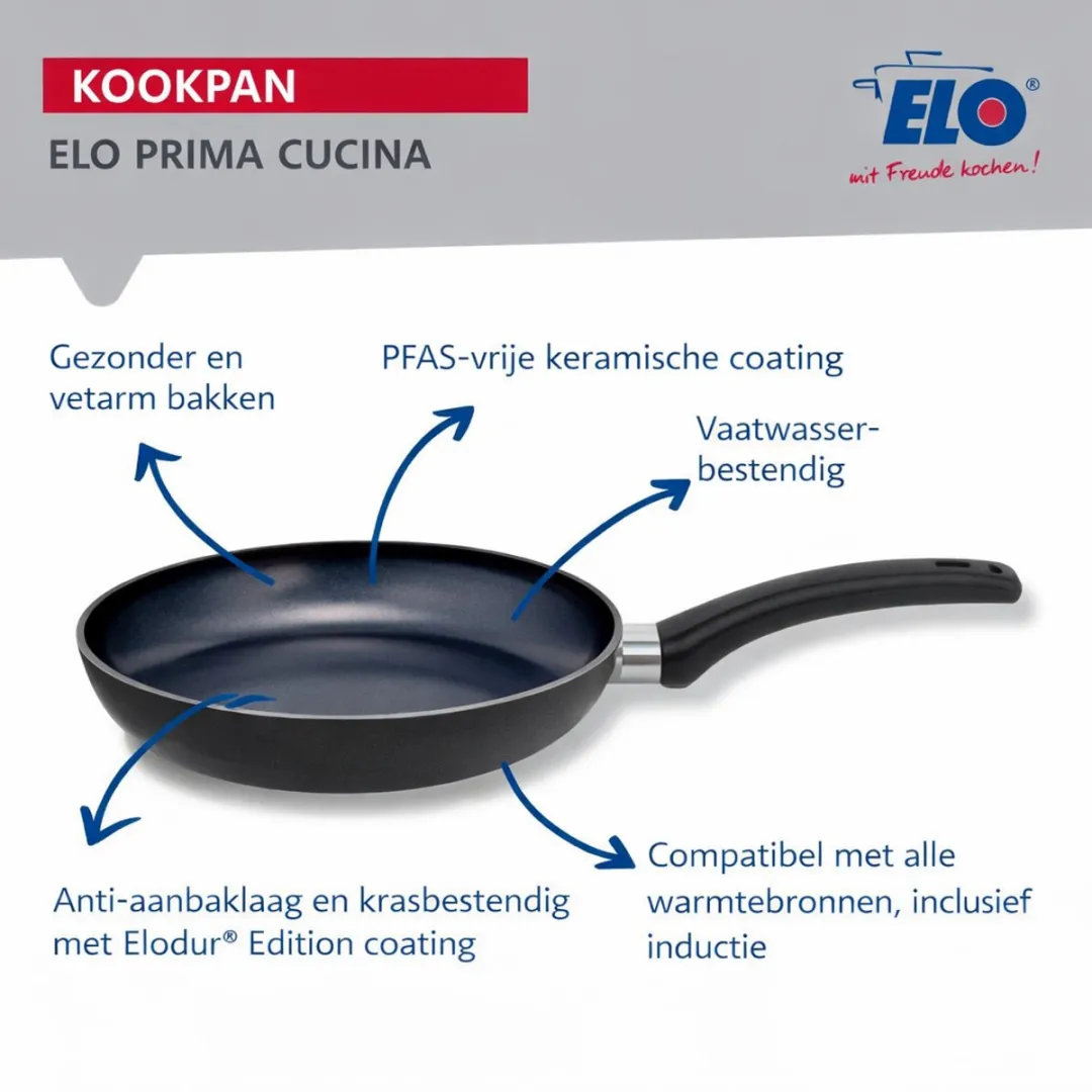 Fackelmann Elo Kookpan 28cm - Aluminium - Zwart