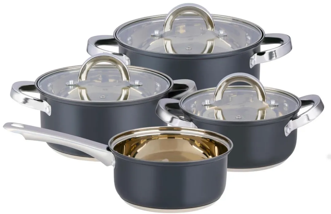 Alpina Inductie Pannenset 4-delig RVS - 7 Stuks - Zilver