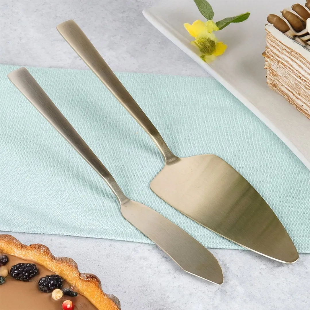 Excellent Houseware Taartschep & Snijmes - 2 Stuks - Goud