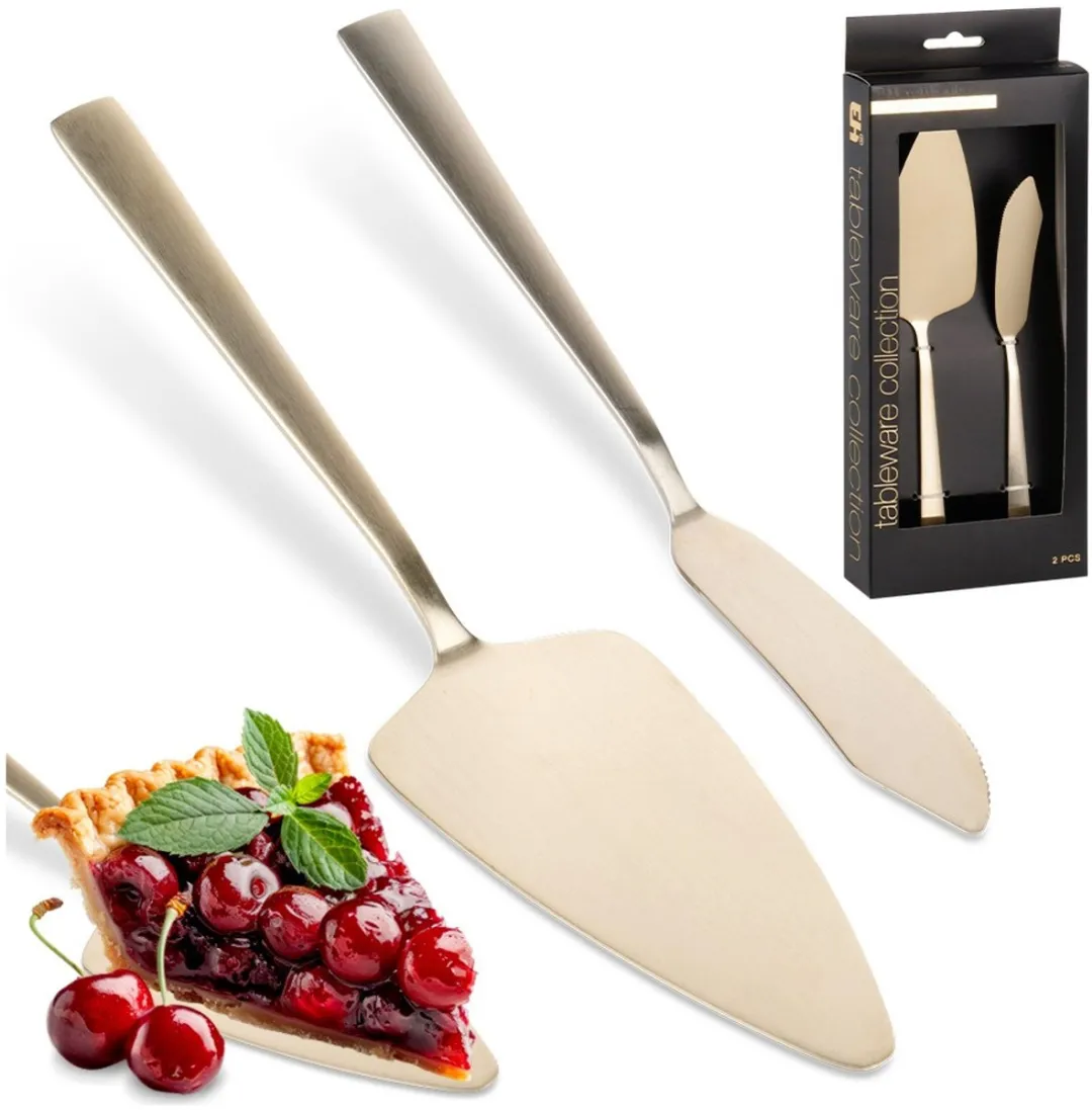 Excellent Houseware Taartschep & Snijmes - 2 Stuks - Goud