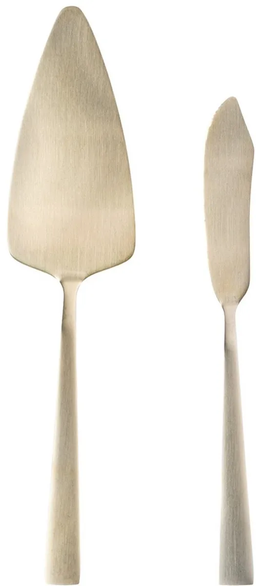 Excellent Houseware Taartschep & Snijmes - 2 Stuks - Goud