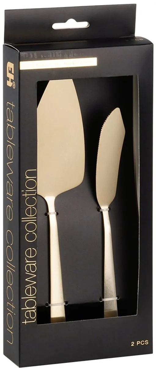 Excellent Houseware Taartschep & Snijmes - 2 Stuks - Goud