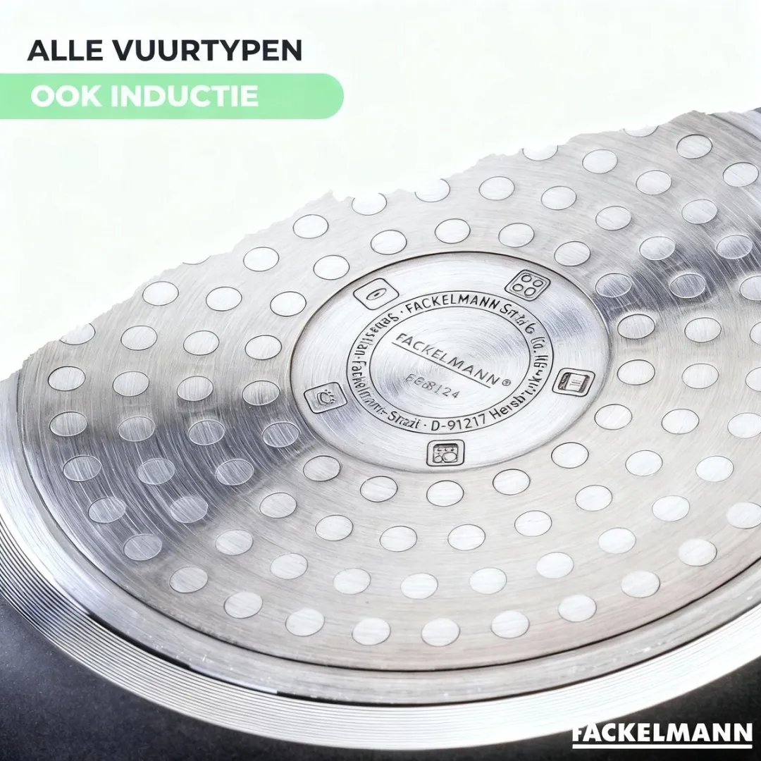 Fackelmann Koekenpan 24cm Inductie - Zwart/ Groen - afbeelding 6 van 6