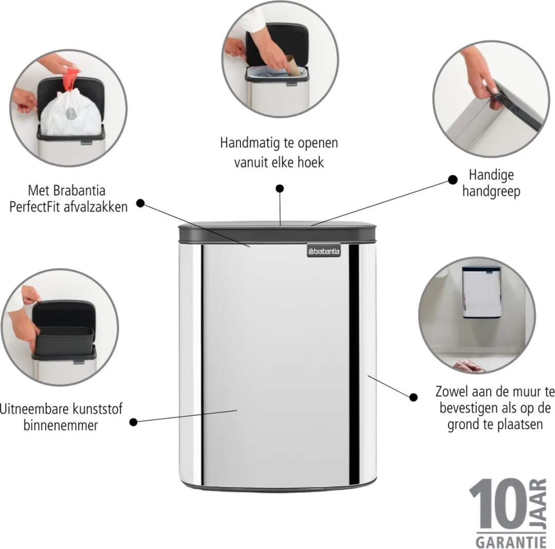 Brabantia Bo Prullenbak 7L - Brilliant Steel