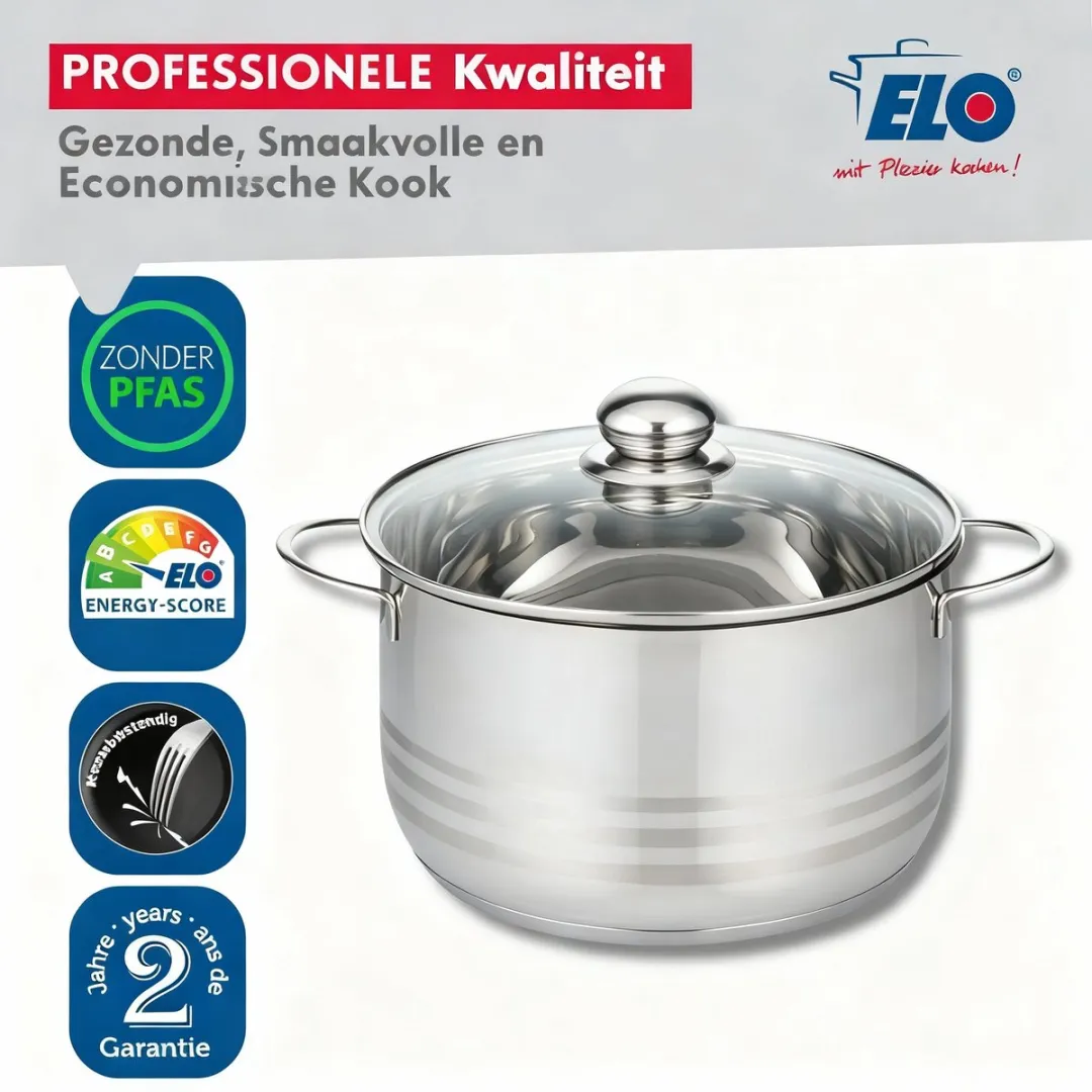 Fackelmann Elo 2222026 Kookpan 20cm - RVS met Glasdeksel - afbeelding 6 van 6
