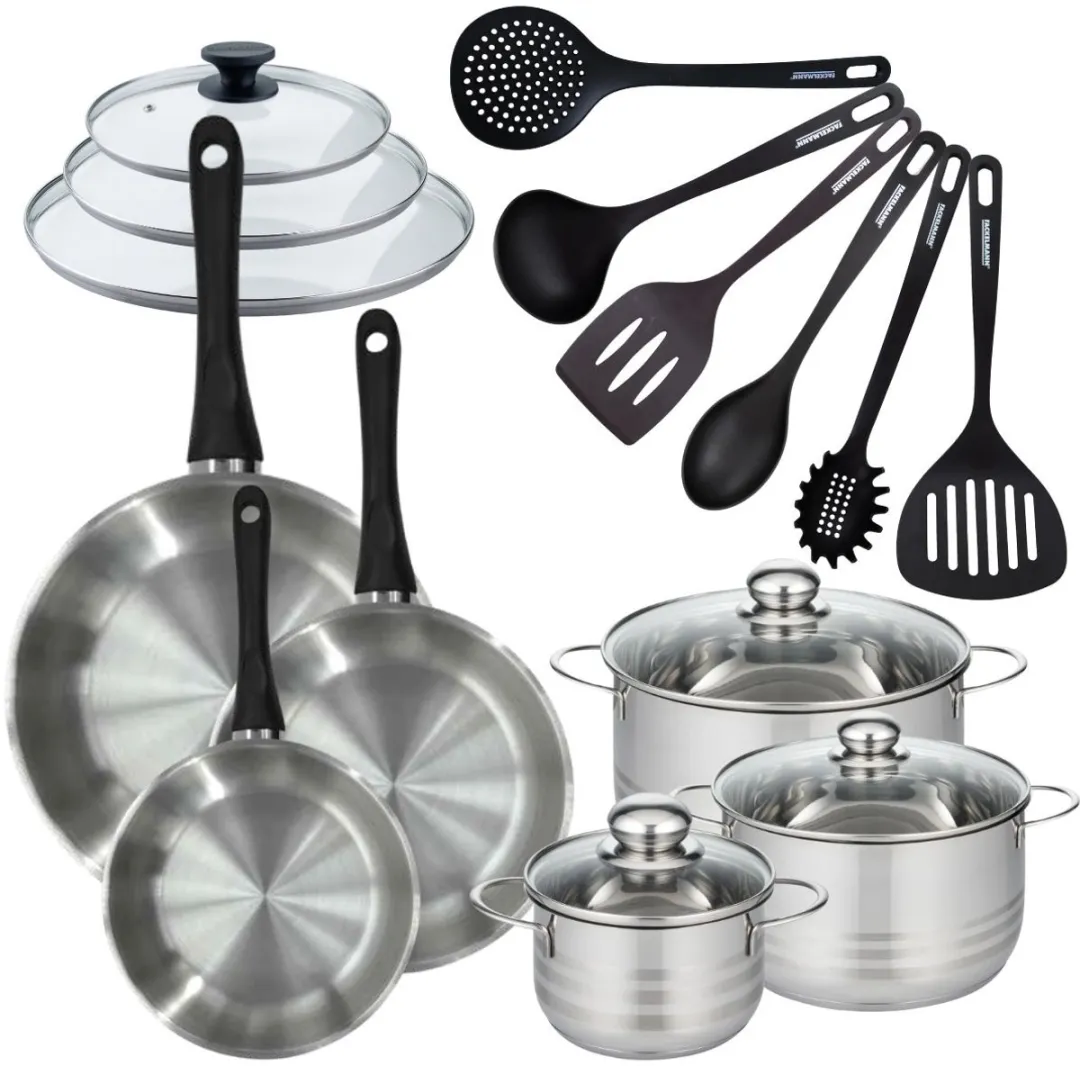 Fackelmann 9356650B88 Kookset - 3 Pannen 20/24/28cm + 3 Potten 16/20/24cm - Roestvrij staal
