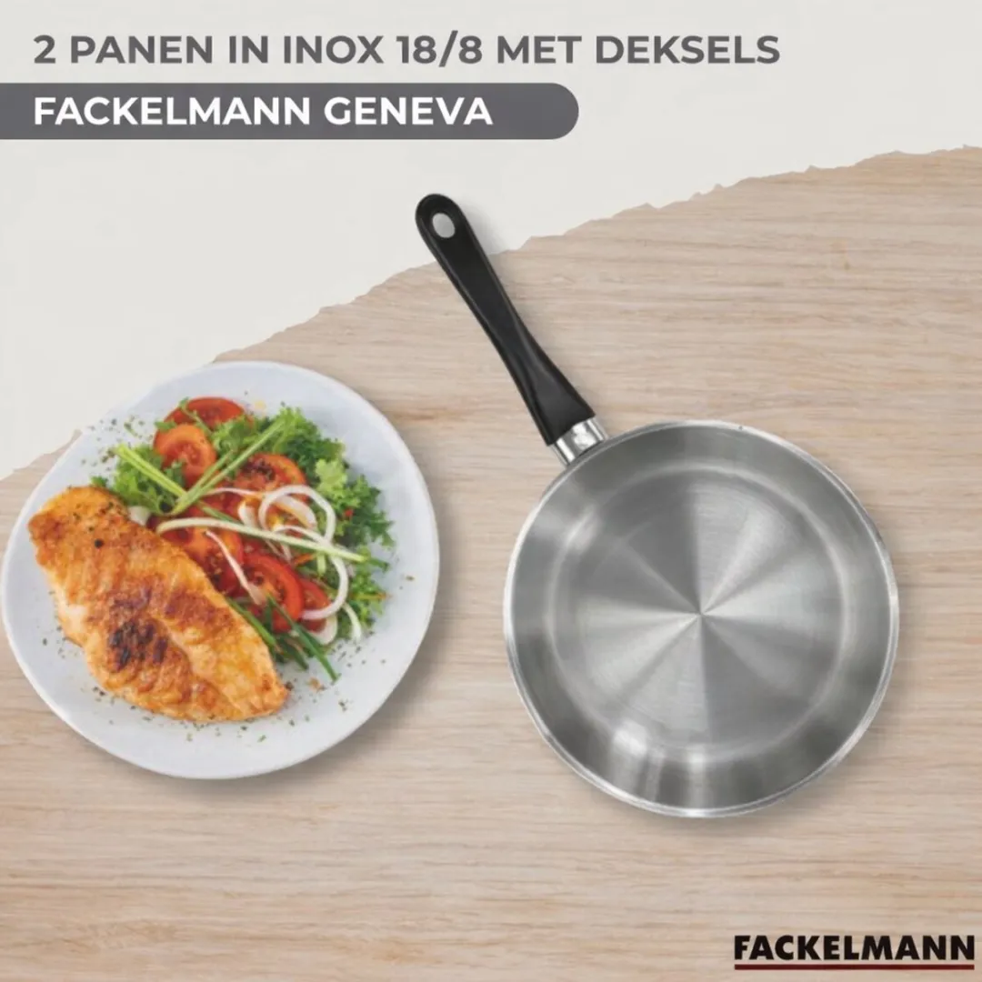 Fackelmann 9441850 Set Roestvrijstalen Pannen 20cm & 24cm - 2 Stuks