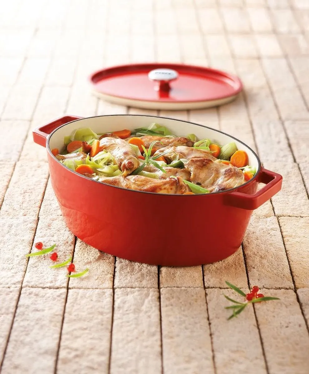 Pyrex Slow Cook rood ovale gietijzeren braadpan 29cm