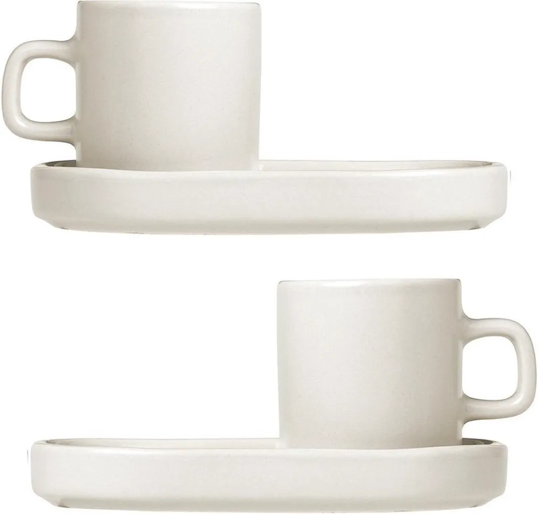 Blomus PILAR Kopjes en Schotel 50ml - 2 Stuks - Moonbeam