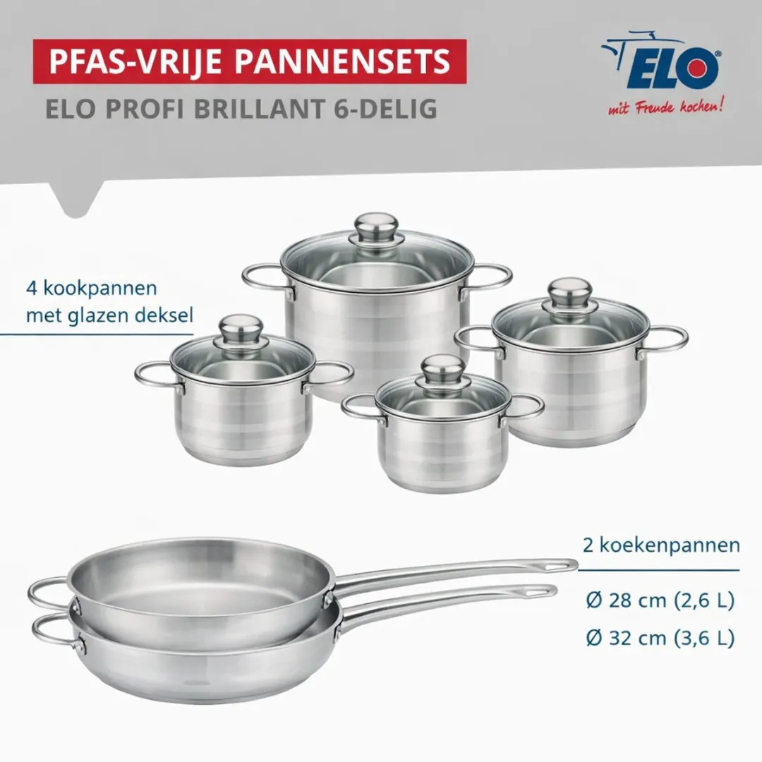Fackelmann Elo Profi Brillant Keukengerei Set 6-delig - Inductie - Roestvrij staal