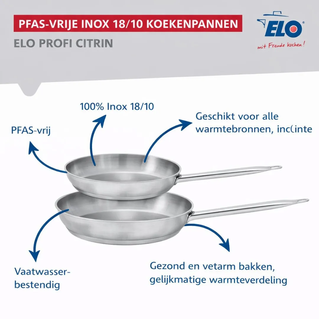Fackelmann Elo Profi Keukengerei Set 7-delig - 2 Bakpannen 24/28cm + 5 Steelpannen 12-26cm - Roestvrij staal