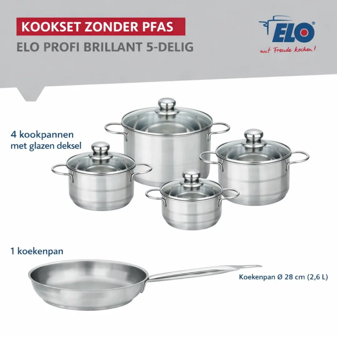 Fackelmann Elo Profi Brillant Keukengerei Set 5-delig - Roestvrij staal